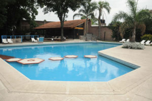 Piscina exterior y parque